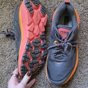 Hoka Gray and Orange Trail Running Shoes